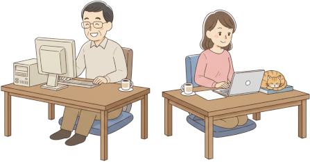 パソコンを触る男女