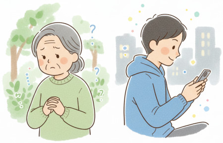 心配そうなおばあさん